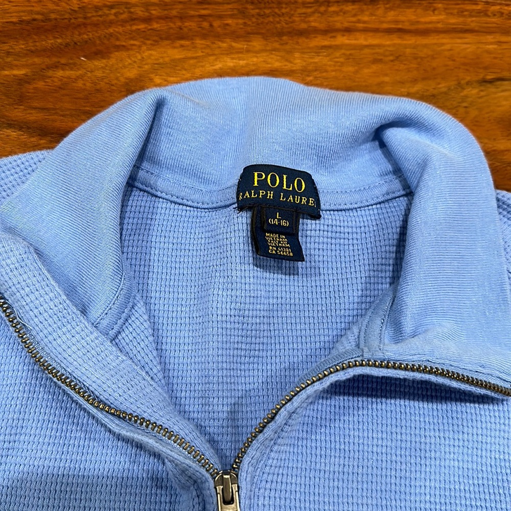 Boys Large Polo by Ralph Lauren Quarter Zip Shirt - Picture 2 of 4